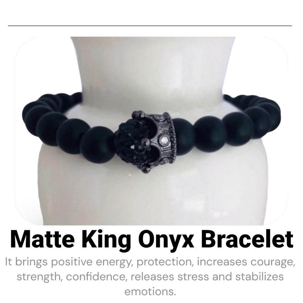 MENS | Matte Black Onyx Gemstone Beaded Bracelet Birthday anniversary gift
